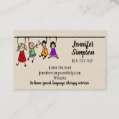 QR Code Cute Kids Cartoon Holding Speech Words Visitekaartje (Voorkant)