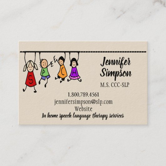 QR Code Cute Kids Cartoon Holding Speech Words Visitekaartje (Voorkant)