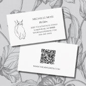 QR-code Cute Winking Cat Pet Sitter Black White Visitekaartje