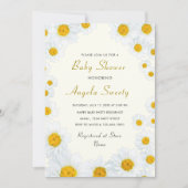 QR Code Daisy Flowers Baby shower Uitnodiging (Voorkant)