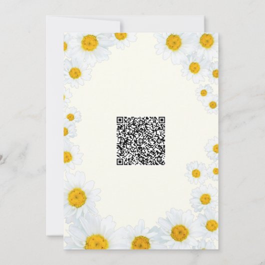 QR Code Daisy Flowers Baby shower Uitnodiging (Achterkant)