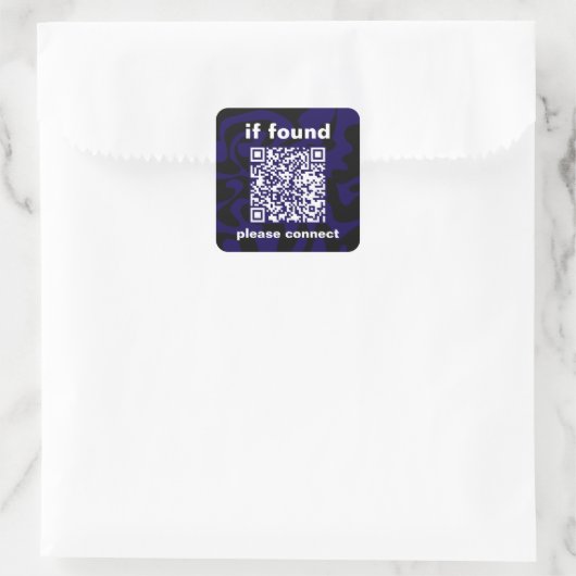 QR Code Dark Blue gevonden Vierkante Sticker (Tas)