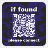 QR Code Dark Blue gevonden Vierkante Sticker (Voorkant)