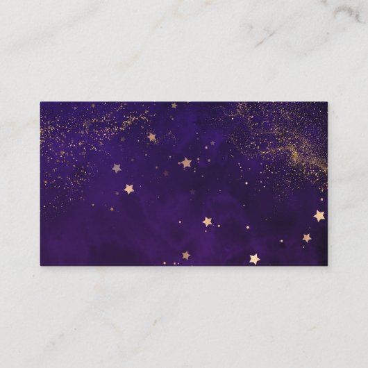 Qr Code Dark Paars Magical Gold Wedding RVSP Informatiekaartje (Achterkant)