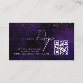 Qr Code Dark Paars Magical Gold Wedding RVSP Informatiekaartje (Voorkant)