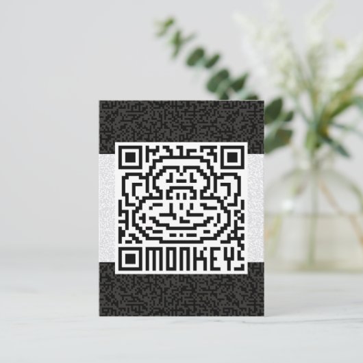 QR-code de aap Briefkaart (Staand voorkant)