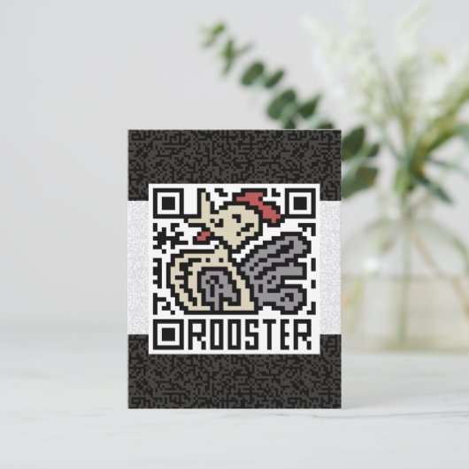 QR-code de Rooster Briefkaart (Staand voorkant)