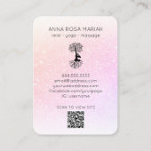 *~* QR code Deegelglitter Boom van het Leven Yoga Visitekaartje (Achterkant)