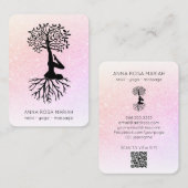 *~* QR code Deegelglitter Boom van het Leven Yoga Visitekaartje (Voorkant / Achterkant)