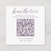 QR-code Deel de Love White Paars Enclosure Card Informatiekaartje (Voorkant)