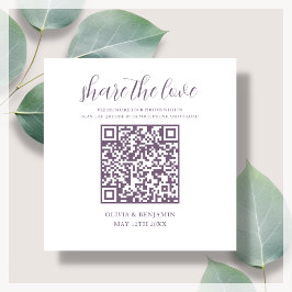 QR-code Deel de Love White Paars Enclosure Card Informatiekaartje