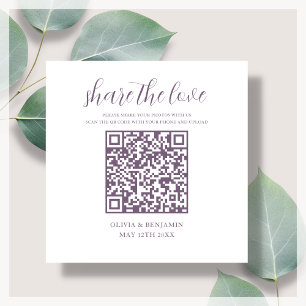 QR-code Deel de Love White Paars Enclosure Card Informatiekaartje