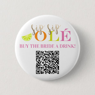 QR Code Definitieve Fiesta Koop de Bride een Butto Ronde Button 5,7 Cm
