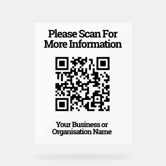 QR Code Design information Acryl Bord (Voorkant)