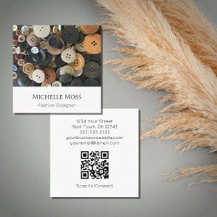 QR code Designer Naaien Buttonnen Eenvoudige Typog Vierkante Visitekaartje