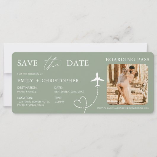 QR Code Destination Wedding Boarding Pass (Voorkant)