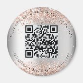 QR-code details trouwwebsite roze zilver RSVP Magneet (Voorkant)