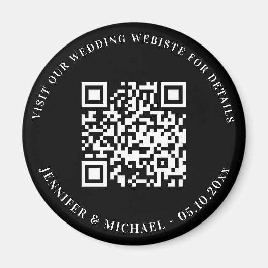 QR-code details trouwwebsite RSVP zwart wit Magneet (Voorkant)
