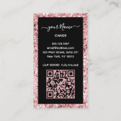 QR-code Dienstmeid Roze Roos Schoonmaakservice Visitekaartje (Achterkant)