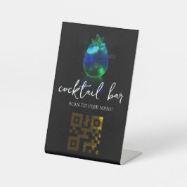 QR-code digitaal menu cocktailbar Reclamebord Met Voetstuk