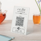 QR-code digitaal menu houten voetstuk bord Reclamebord Met Voetstuk (Insitu)