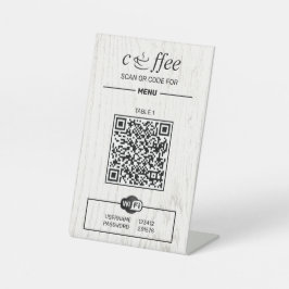 QR-code digitaal menu houten voetstuk bord Reclamebord Met Voetstuk