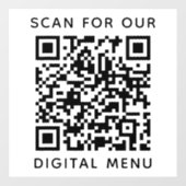 QR-code digitaal menu restaurant café bedrijf Raamsticker (Vel)