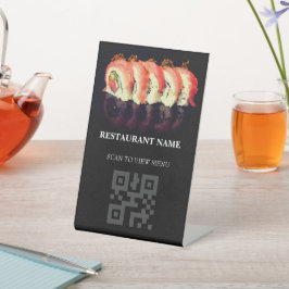 QR-code digitaal menu voor restaurants  Reclamebord Met Voetstuk