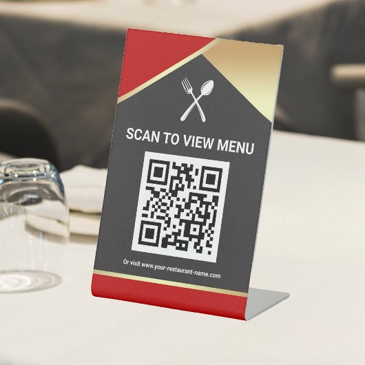 QR Code Digitaal Menu voor Restaurants Tafelblad S Reclamebord Met Voetstuk