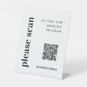 QR Code Digital Wedding Program Sign Reclamebord Met Voetstuk (Voorkant)