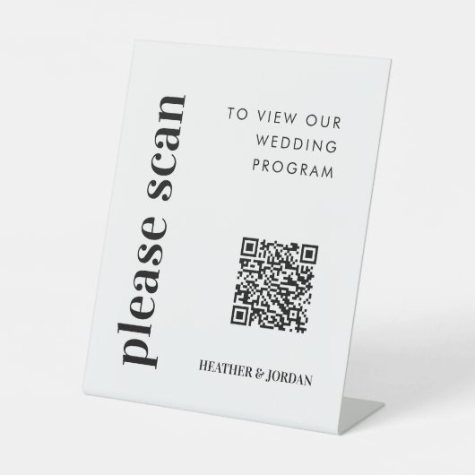 QR Code Digital Wedding Program Sign Reclamebord Met Voetstuk (Voorkant)