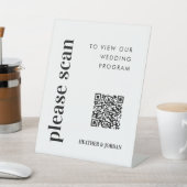 QR Code Digital Wedding Program Sign Reclamebord Met Voetstuk (Insitu)