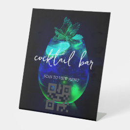 QR Code Digitale menucocktail bar Reclamebord Met Voetstuk