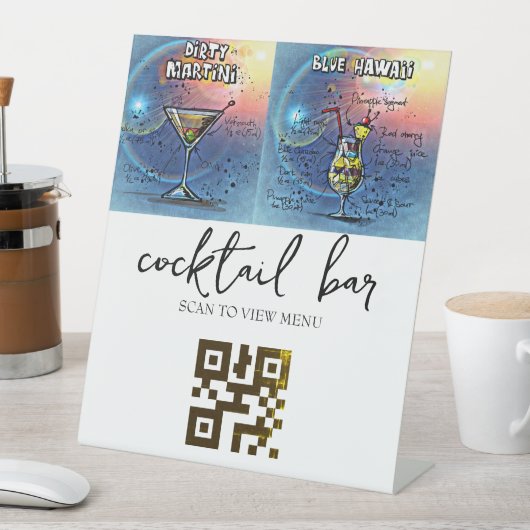 QR Code Digitale menucocktail bar Reclamebord Met Voetstuk (Insitu)