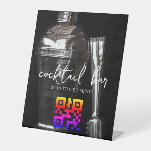 QR Code Digitale menucocktail bar Reclamebord Met Voetstuk (Voorkant)