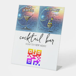 QR Code Digitale menucocktail bar Reclamebord Met Voetstuk