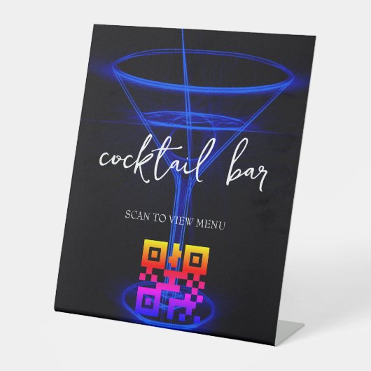 QR Code Digitale menucocktail bar Reclamebord Met Voetstuk (Voorkant)