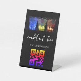 QR Code Digitale menucocktail bar Reclamebord Met Voetstuk