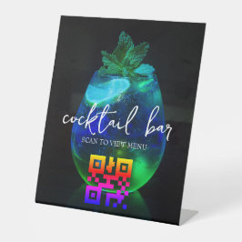 QR Code Digitale menucocktail bar Reclamebord Met Voetstuk