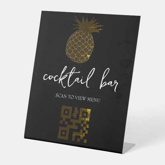 QR Code Digitale menucocktail bar Reclamebord Met Voetstuk (Voorkant)