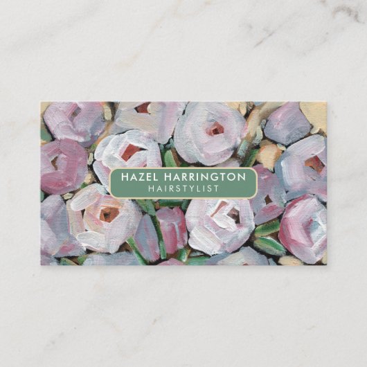 QR-code digitale scanbare Abstracte bloem Visitekaartje (Voorkant)