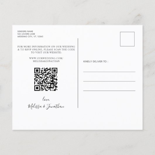 QR Code Dog Wedding Pet Foto bewaart datumkaarten (Achterkant)