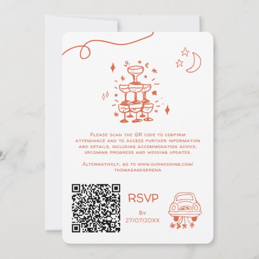 QR Code Doodle Hand getekend Verona Sunset Sinaasa Kaart (Achterkant)