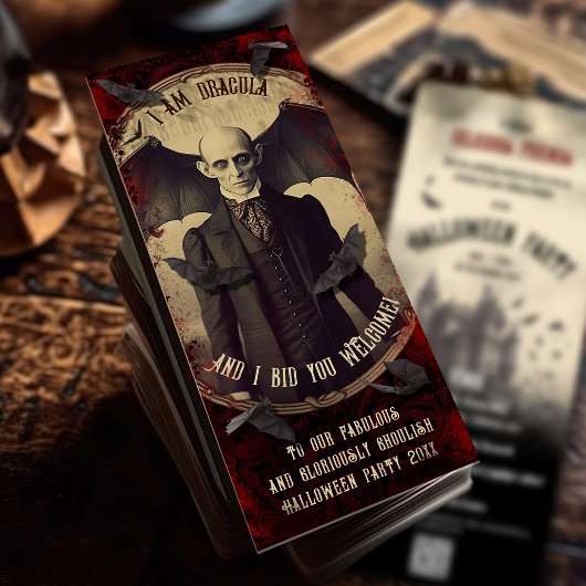 QR Code Dracula Vampire Bats Halloween Kaart