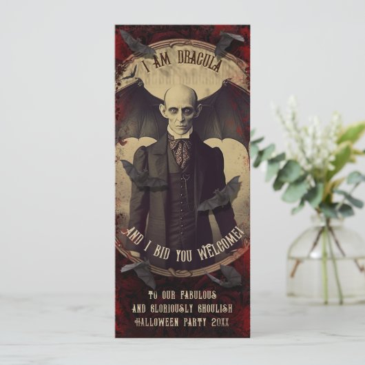 QR Code Dracula Vampire Bats Halloween Kaart (Staand voorkant)