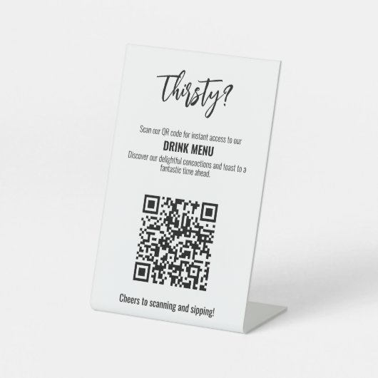 💍 QR-code Drink minimalistisch elegant Reclamebord Met Voetstuk (Voorkant)