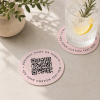 QR Code Drink Onderzetters | Roze Zakelijke Promo