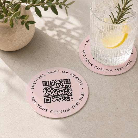 QR Code Drink Onderzetters | Roze Zakelijke Promo