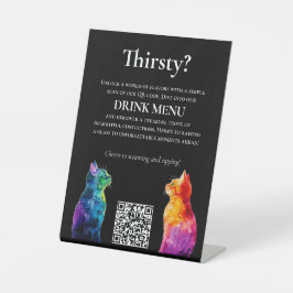 🌈 QR Code Drink Purrfectly Yours: A Rainbow Love Reclamebord Met Voetstuk