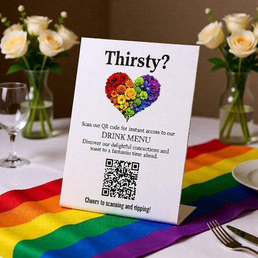 🌈 QR-code Drinkmenu Flourish Together Reclamebord Met Voetstuk